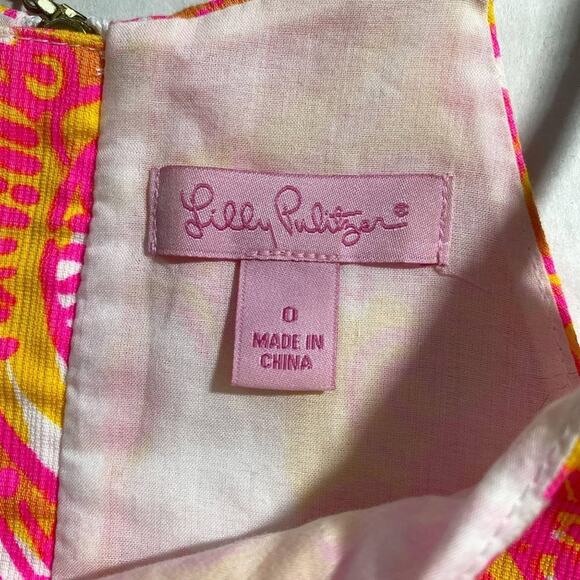 Lilly Pulitzer Annabelle Halter Top Embroidered Lace Pink Gold Preppy Dress Sz 0 - Picture 5 of 6